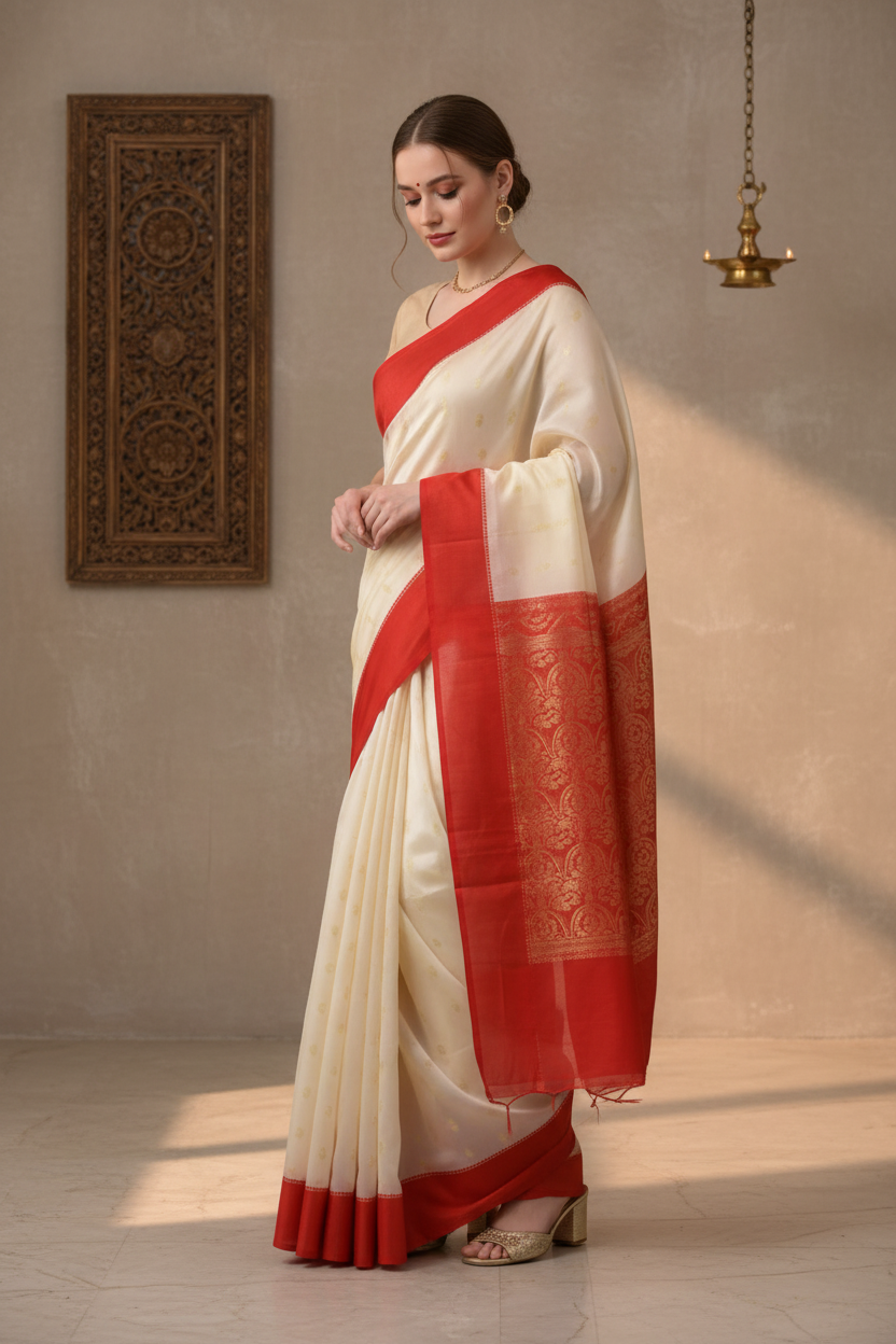 Banarasi Saree – Woven Self Design Banarasi Silk - Image 3