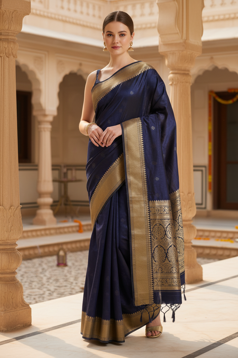 Banarasi Saree – Self Design Banarasi Silk Blend - Image 2