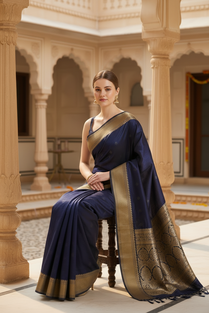 Banarasi Saree – Self Design Banarasi Silk Blend - Image 3