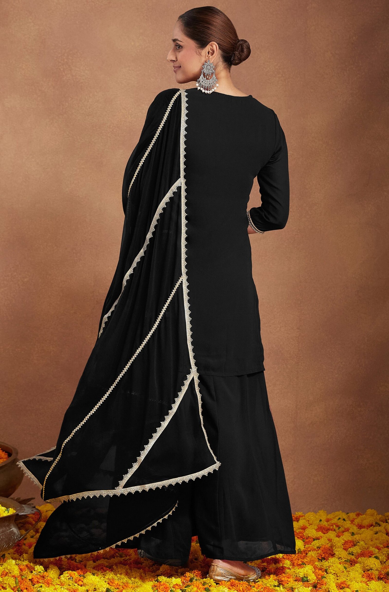Kurta Set – Indian Beautiful Black Kurti - Image 5