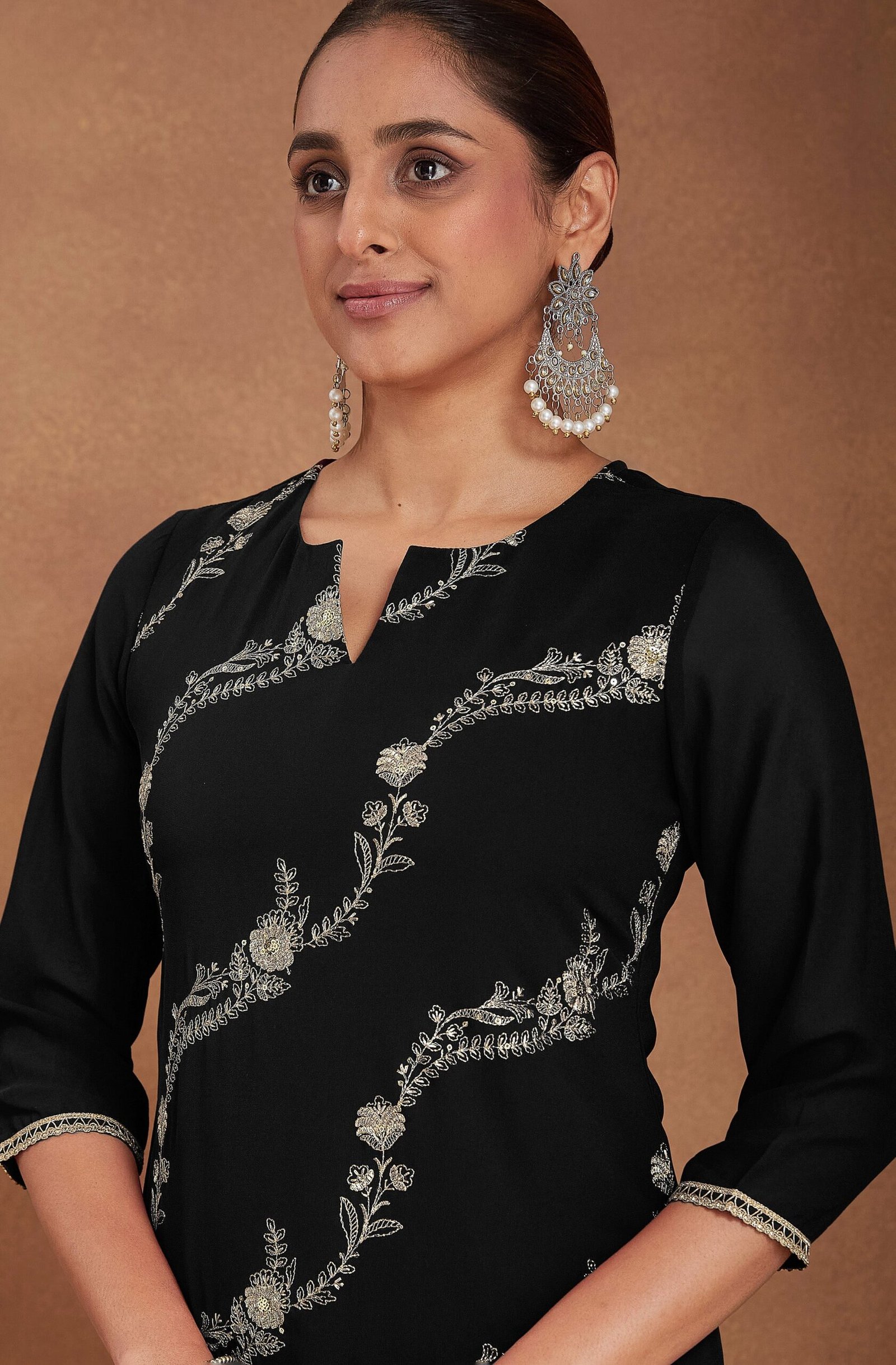 Kurta Set – Indian Beautiful Black Kurti - Image 7